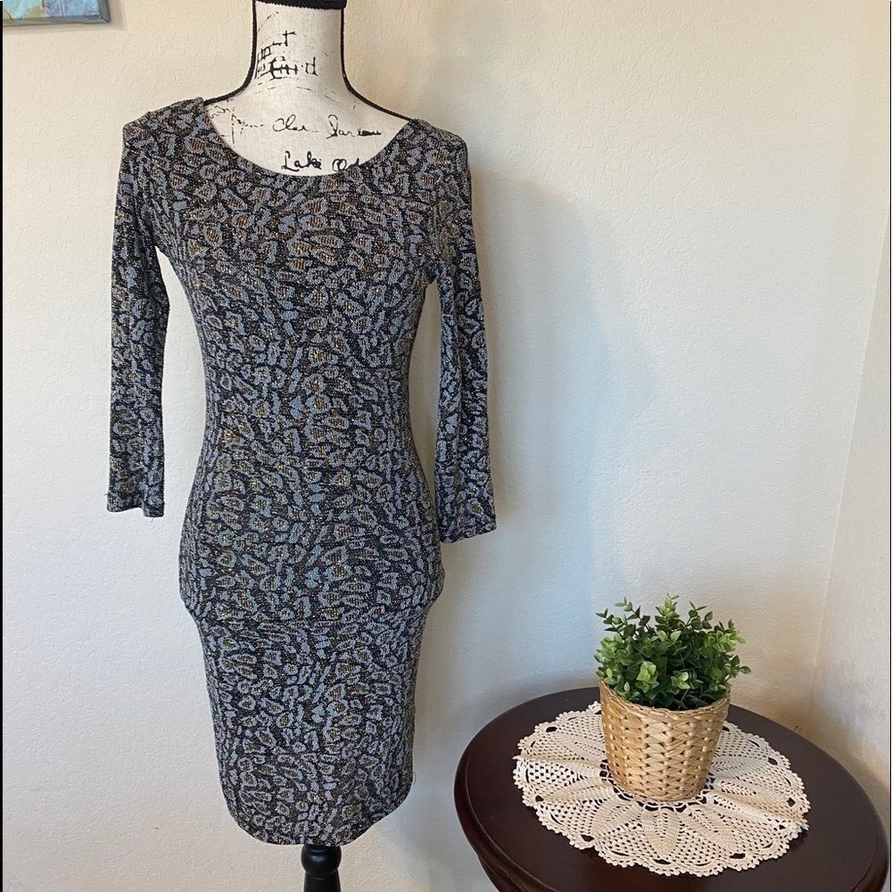 TOPSHOP GLITTER ANIMAL BODY-CON DRESS